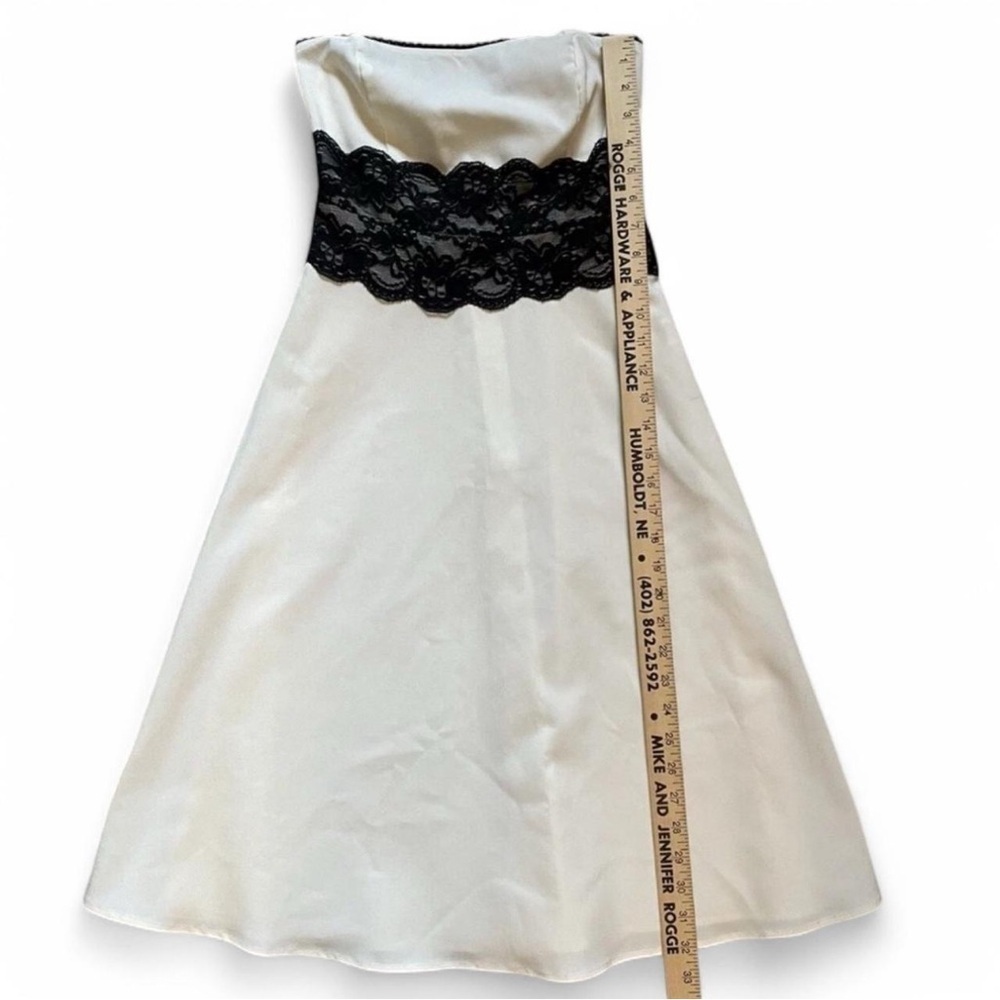 Vintage y2k Charlotte Russe Mini Dress SMALL Strapless Rayon Lace Trim Cocktail - Picture 4 of 7